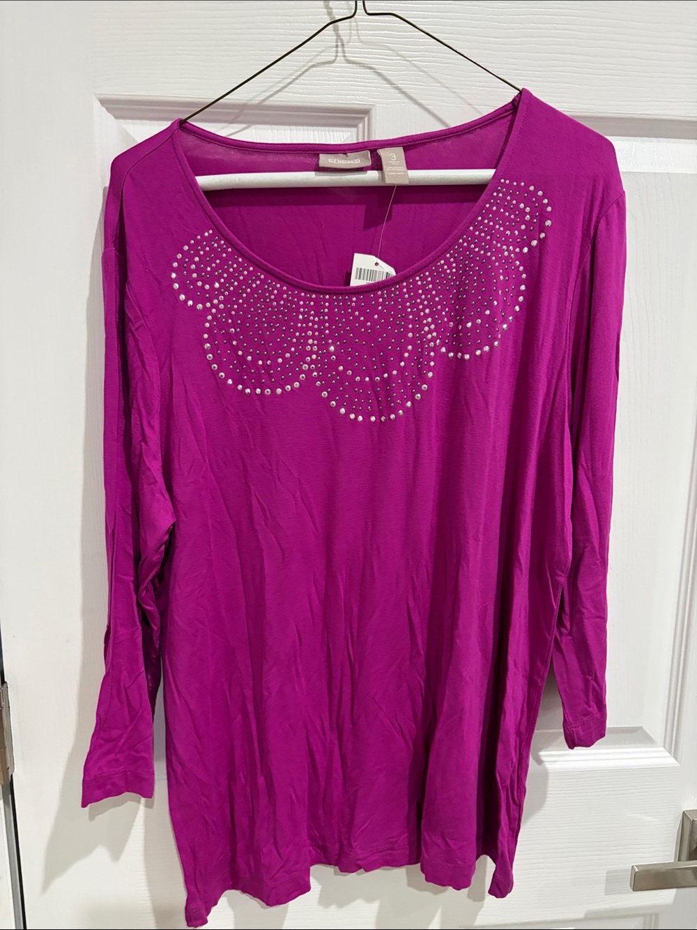 Set of 3 Women’s Embellished Scoop Neck Long Sleeve Top